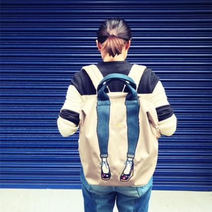 mis zapatos Nylon Skinny 3 Way Backpack - Navy