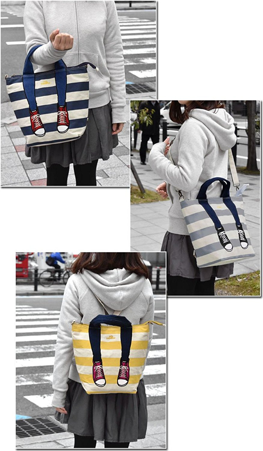 mis zapatos Canvas 3-way tote bag