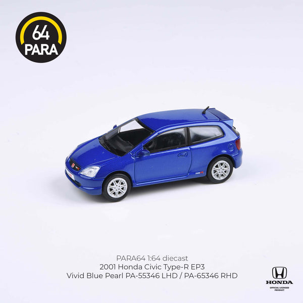 PARA64 1/64 Honda 2001 Civic Type R EP3 Vivid Blue LHD PA-55346