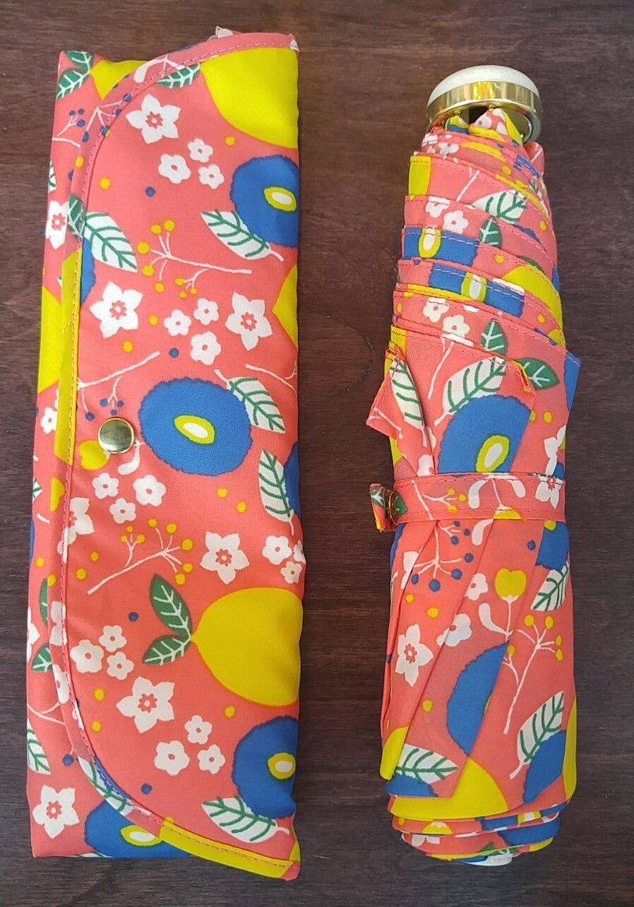 a.s.s.a Folding Umbrella with storage bag - Pink Flower