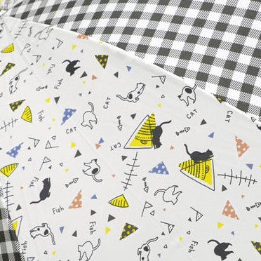 a.s.s.a Folding Umbrella with storage bag - Black Cat & Fish