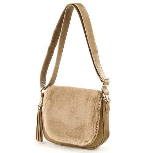 Faux Fur Shoulder Bag Beige