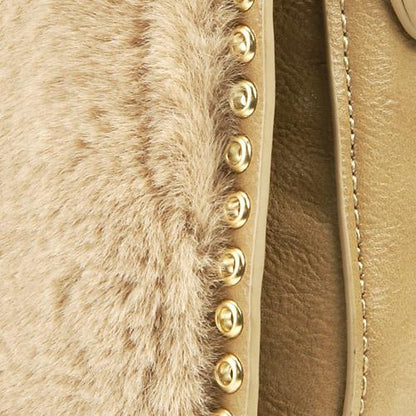 Faux Fur Shoulder Bag Beige