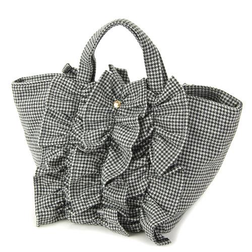 Wool furill horizontal tote bag - Thousand birds