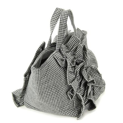 Wool furill horizontal tote bag - Thousand birds