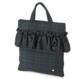 Wool furill vertical tote bag - Green check