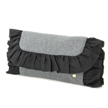 Wool fur clutch - Charcoal grey
