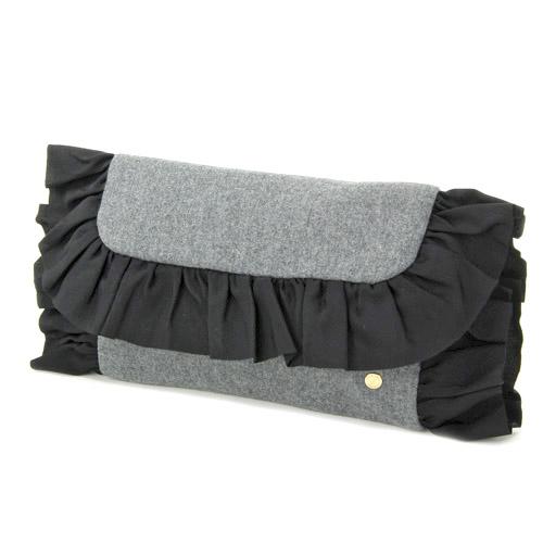 Wool fur clutch - Charcoal grey