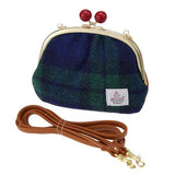 Japan made by Harris Tweed 2WAY pouch / clutch shoulder bag - Navy blue 