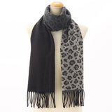 Leopard pattern scarf  - Black