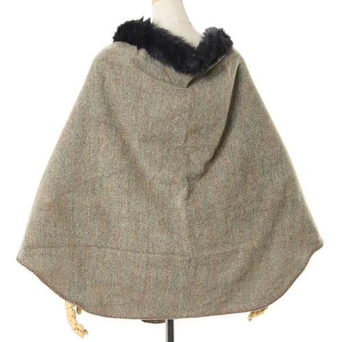 Poncho with fur - Grey