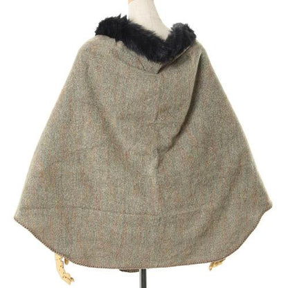 Poncho with fur - Grey