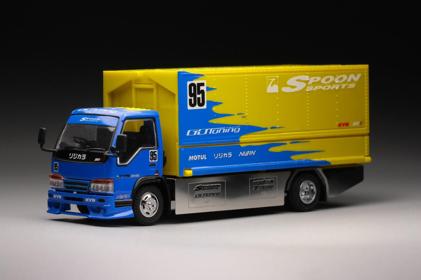 Peako Model & YES 1/64 Semi Wide Wing Custom Truck (Yellow/Blue) 63514