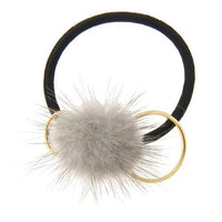 Fur Ball Elastic Hair Ties - Grey