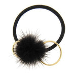 Fur Ball Elastic Hair Ties - Black