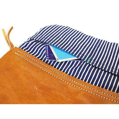 Denim Leather pouch - Stripe 