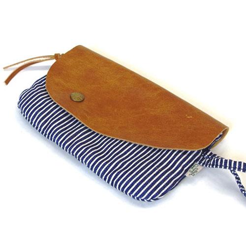 Denim Leather pouch - Stripe 