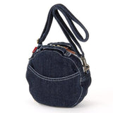 Round Denim Shoulder Bag - Dark blue