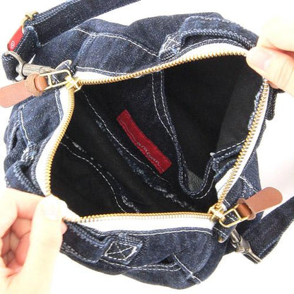 Circle shoulder Denim bag - Dark blue