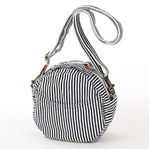 Round Denim Shoulder Bag - Stripe
