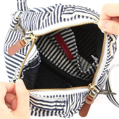 Circle shoulder Denim bag - Stripe