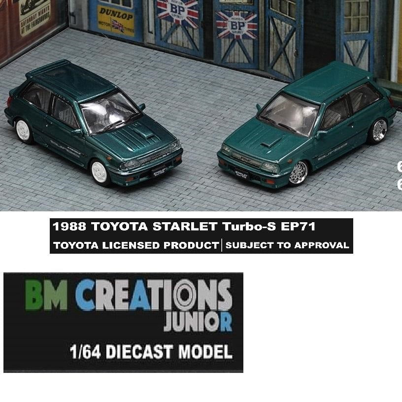 BM CREATIONS JUNIOR 1/64 Toyota 1988 Starlet  Turbo-S (EP71)  Green LHD 64B0129