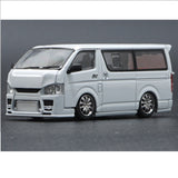 BM CREATIONS JUNIOR 1/64 Toyota 2015 Hiace KDH200V WHITE RHD with Extra Wheels, Lowering Parts and Body Kit 64B0142