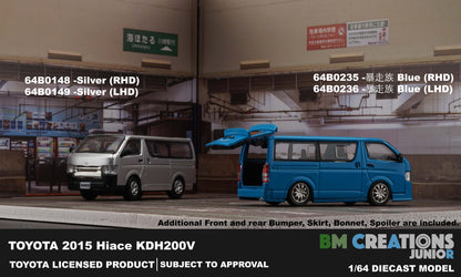 BM CREATIONS JUNIOR 1/64 Toyota 2015 Hiace KDH200V BLUE - LHD 64B0236