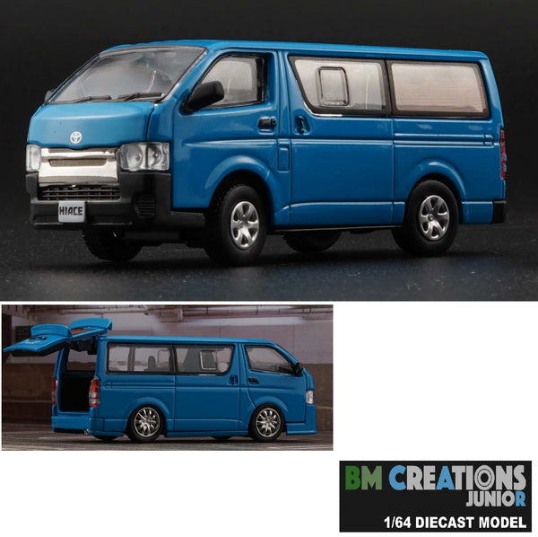 BM CREATIONS JUNIOR 1/64 Toyota 2015 Hiace KDH200V BLUE - LHD 64B0236