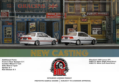 BM CREATIONS JUNIOR 1/64 Mitsubishi 1988 Lancer GTi White LHD 64B0175