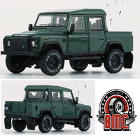 BM CREATIONS JUNIOR 1/64 Land Rover 2016 Defender 110 Pick Up Green (LHD) 64B0197