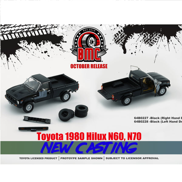 BM CREATIONS JUNIOR 1/64 Toyota Hilux - BLACK (LHD) 64B0228