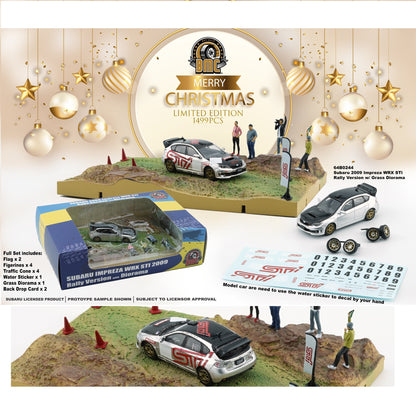 BM CREATIONS JUNIOR 1/64 Subaru 2009 IMPREZA WRX STI Rally with Grass Diorama RHD Christmas Version 64B0244