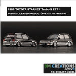 BM CREATIONS JUNIOR 1/64 Toyota Starlet Turbo S 1998 EP71 BLACK/SILVER - LHD 64B0255