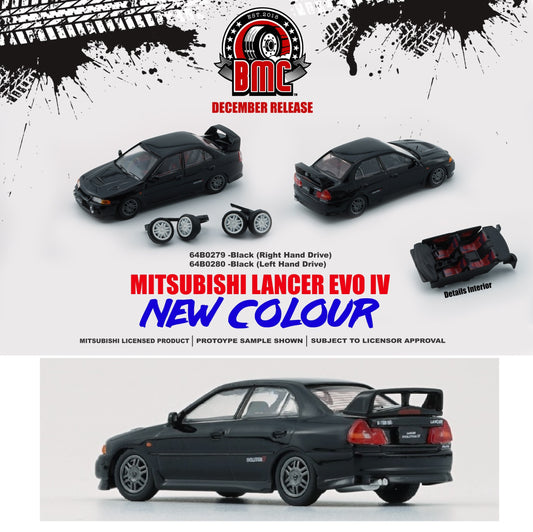 BM CREATIONS JUNIOR 1/64 Mitsubishi Lancer EVO IV BLACK LHD 64B0280