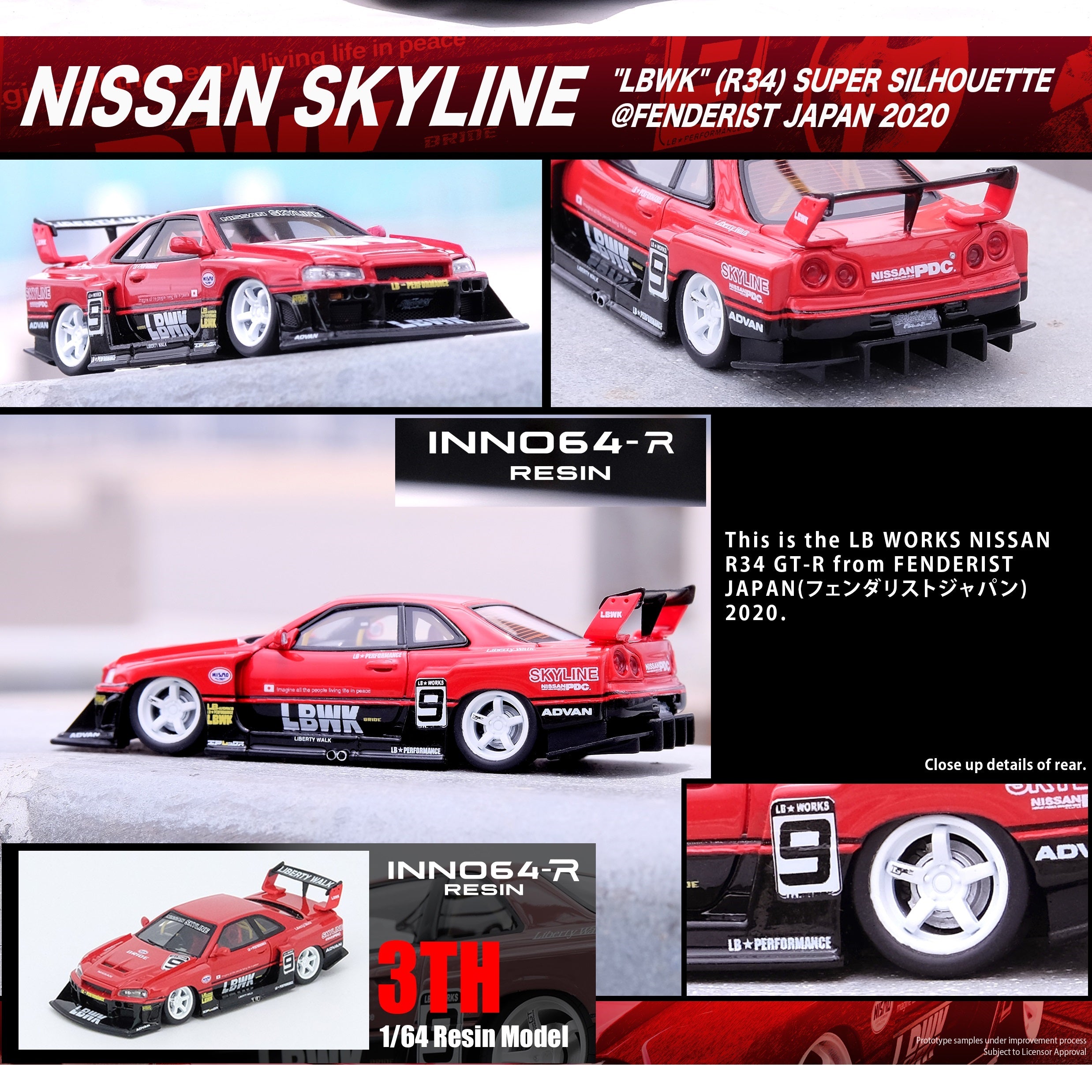 ミニカー LBWK Skyline LBWK (ER34) 1/64 INNO64 Inno64 goes resin with the LBWK ER34 Super Silhouette