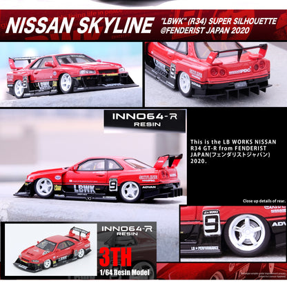 INNO64-R RESIN 1/64 NISSAN SKYLINE "LBWK" (ER34) SUPER SILHOUETTE @ FENDERIST JAPAN 2020 IN64R-R34-FJ2020