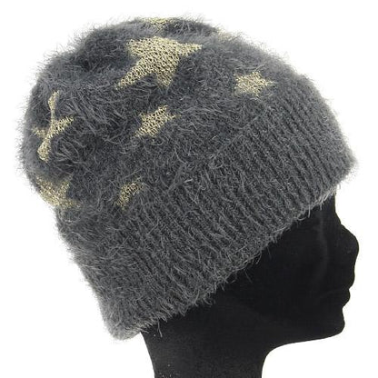 Star Pattern Knit Cap - Dark grey 