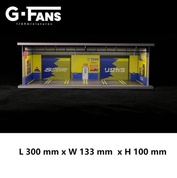 G-FANS 1/64 Diorama with LED Light SPOON Garage Parking 710023