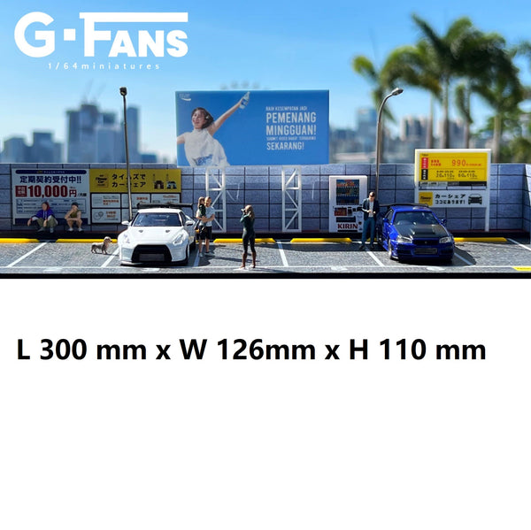 G-FANS 1/64 Diorama with LED Light Japanese Parking Lot 710028