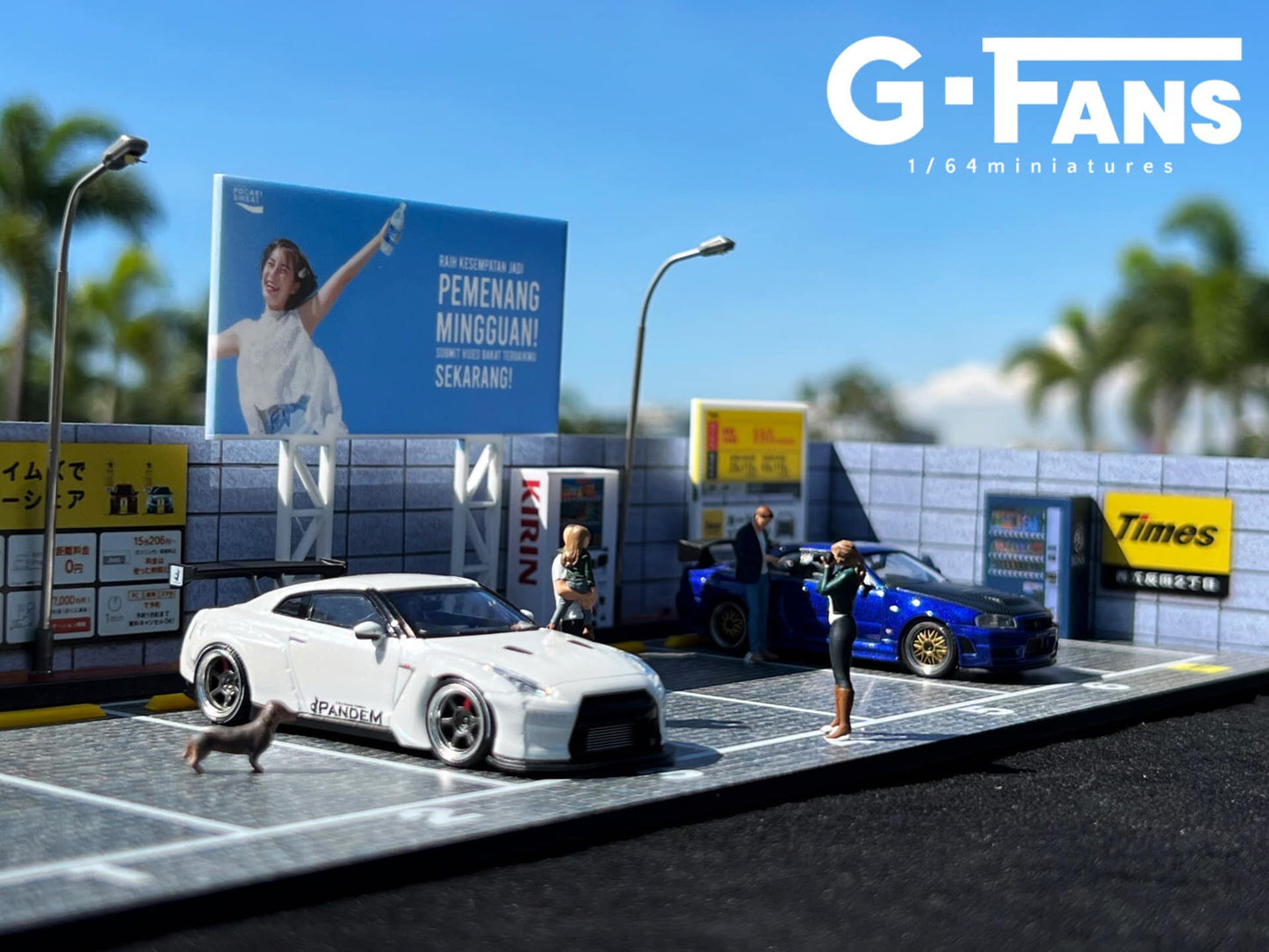 G-FANS 1/64 Diorama with LED Light Japanese Parking Lot 710028