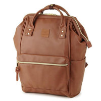 ANELLO Japan Synthetic Leather Mouthpiece Backpack - Brown AT-B1211