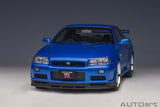 AUTOart 1/18 Nissan Skyline GT-R (R34) V-Spec II with BBS LM wheels - Bayside Blue 77409