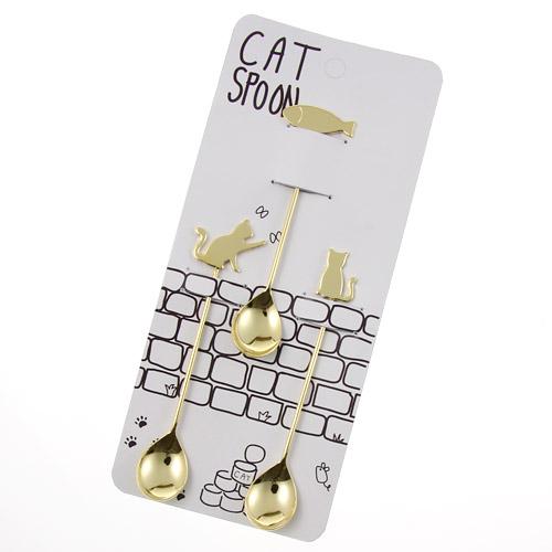 Cat spoons set - GOLD Cat x fish