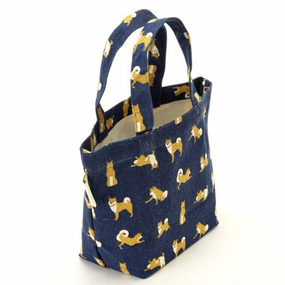 Shiba Inu mini tote bag  - dog pattern blue