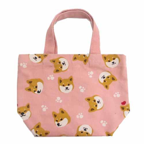 Shiba Inu mini tote bag - head pattern pink 