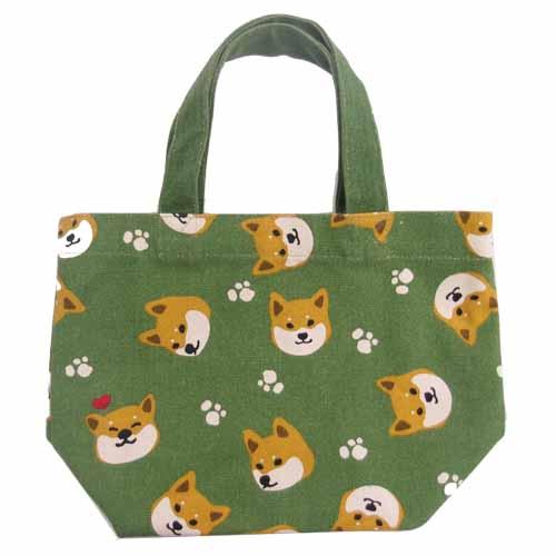 Shiba Inu mini tote bag - head pattern green