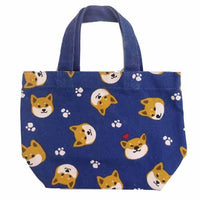 Shiba Inu mini tote bag - head pattern blue