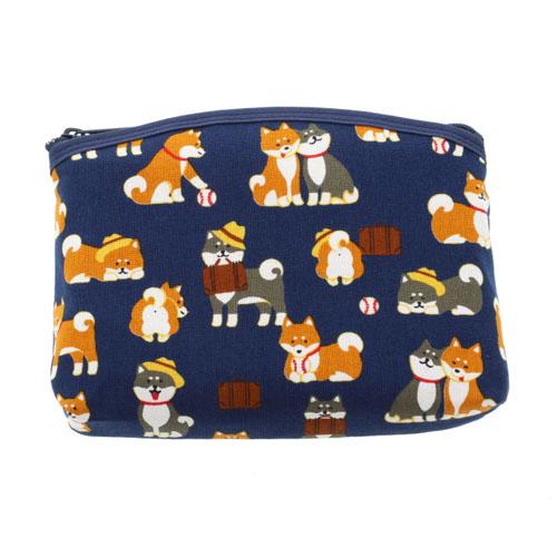 Shiba Inu Pouch Bag - Navy blue