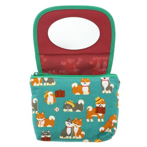 Shiba Inu Mirror Pouch - Green
